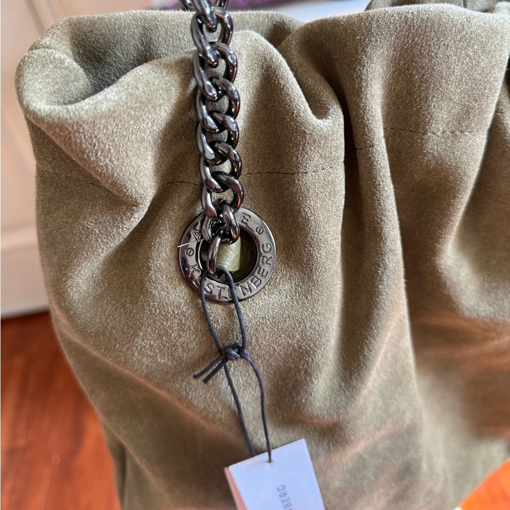 NWT Aimee Kestenberg Olive Green Suede Leather Tribeca Chain Tote Bag - Picture 14 of 16